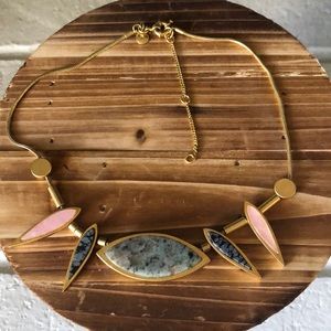 Geometric gemstone chunky statement necklace - 3 adjustable sizes